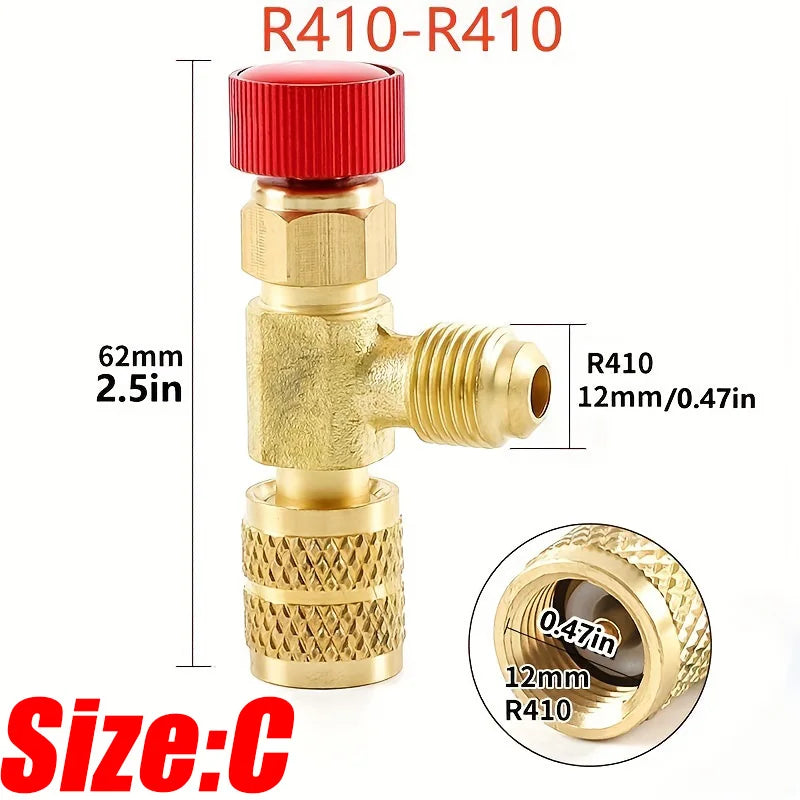 1/2/4PCS Air Conditioning Refrigerant HVAC Safety Valve R410A R22 1/4" Refrigeration Valve Charging Safety Liquid Adapter