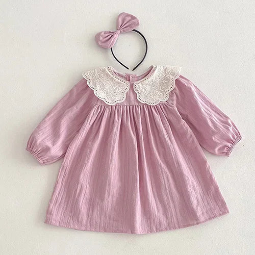 2025 New Spring Baby Sisters Dress 1-5Yrs Girl Party Dress Long Sleeved Cotton Rose Print Romper Sisters Kids Princess Dresses