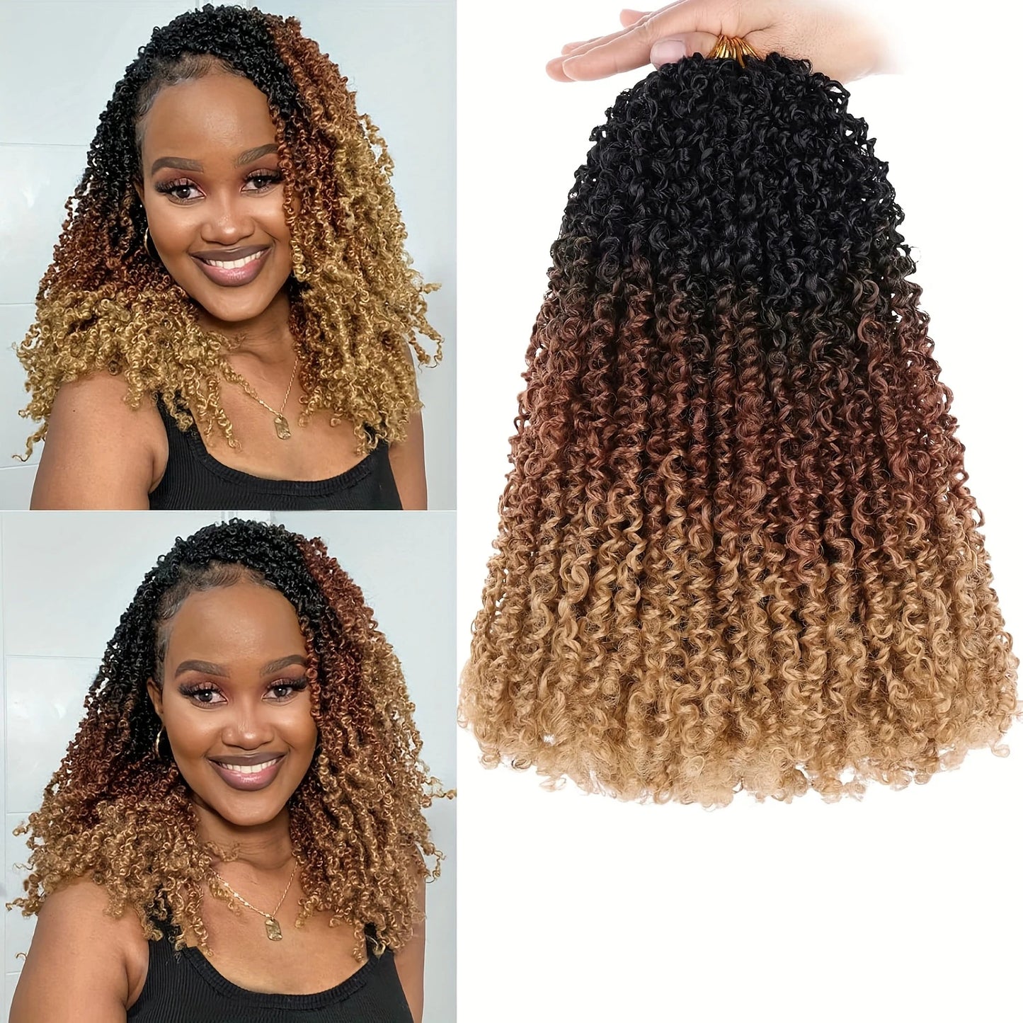 1 Pack 10 Inch Pre-Looped Yanky Twists Crochet Synthetic Braids Hair Textured Hairstyle, Elegant Hairstyle Easy Application