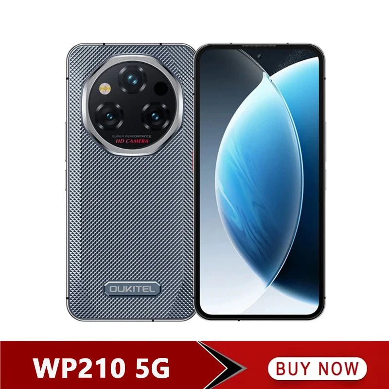 OUKITEL WP210 5G Rugged  Phone MTK 8200 6.7 Inch FHD+ 12GB RAM 512GB ROM Mobile Phone 8800mAh 108MP Android15 45W Cellphone NFC