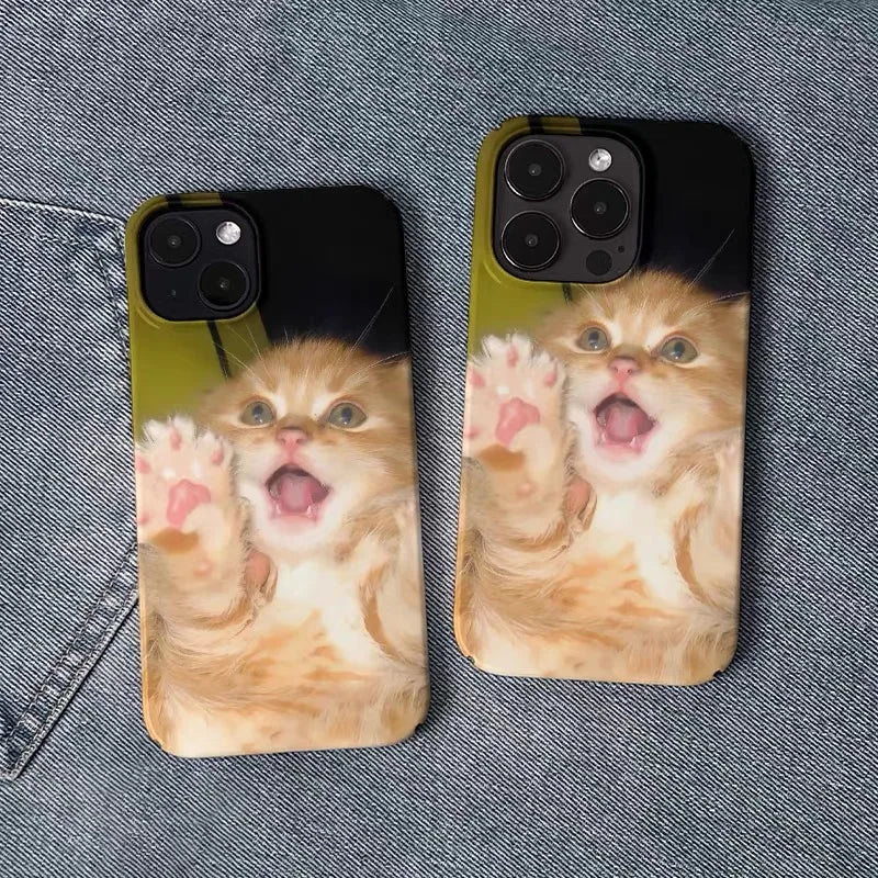 Ins Yellow Milk Cat Cartoon Phone Case for IPHONE 17 Air 16E 15 PROMAX 14 Plus 13 12 MINI 11 PRO 16Plus XR Acrylic Phone Cover