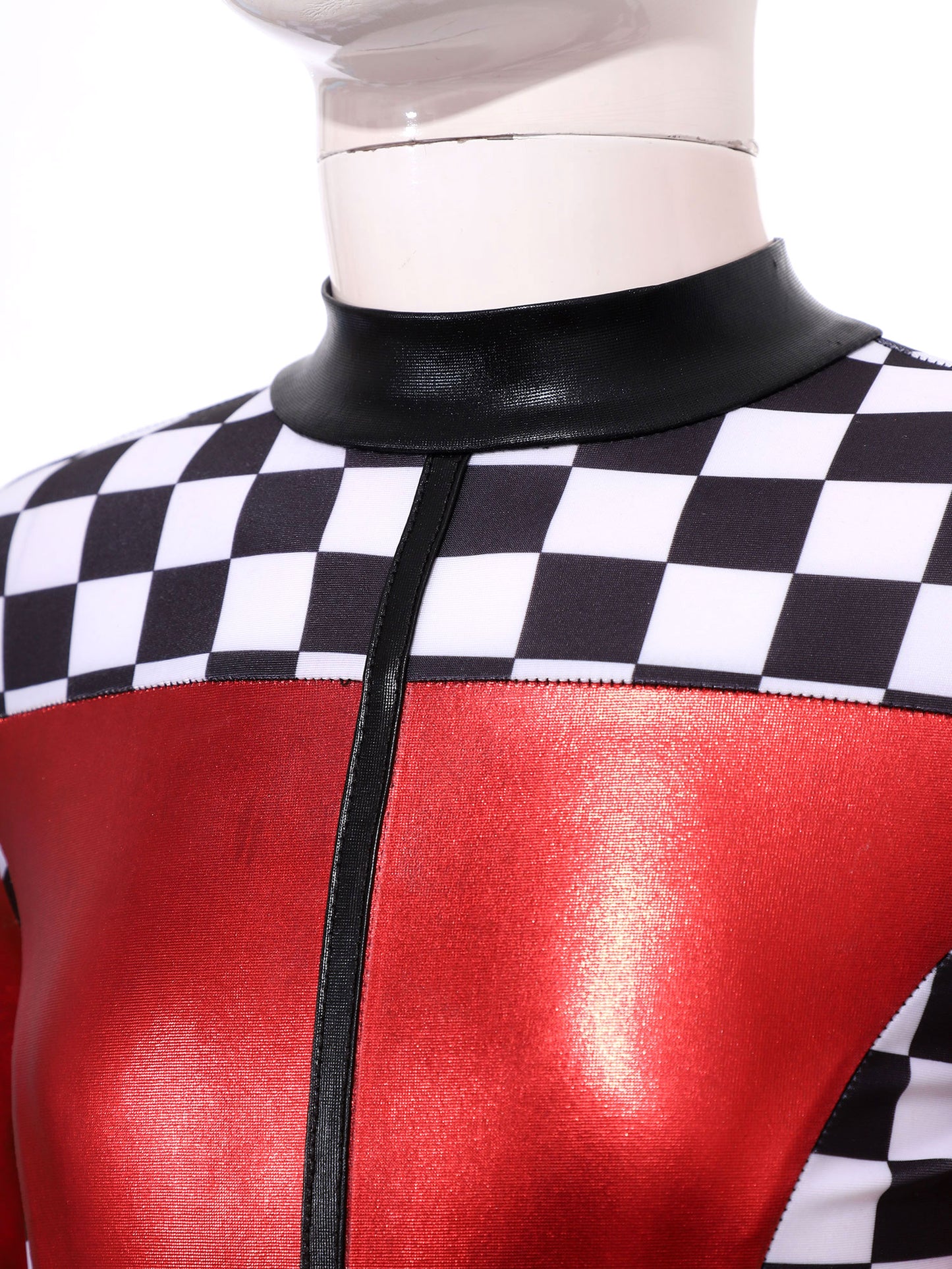 Kids Girls Checkerboard Racer Costume Halloween Car Driver Cosplay Leotard Dress with Tulle Skirt Themed Party Driving Roleplay
