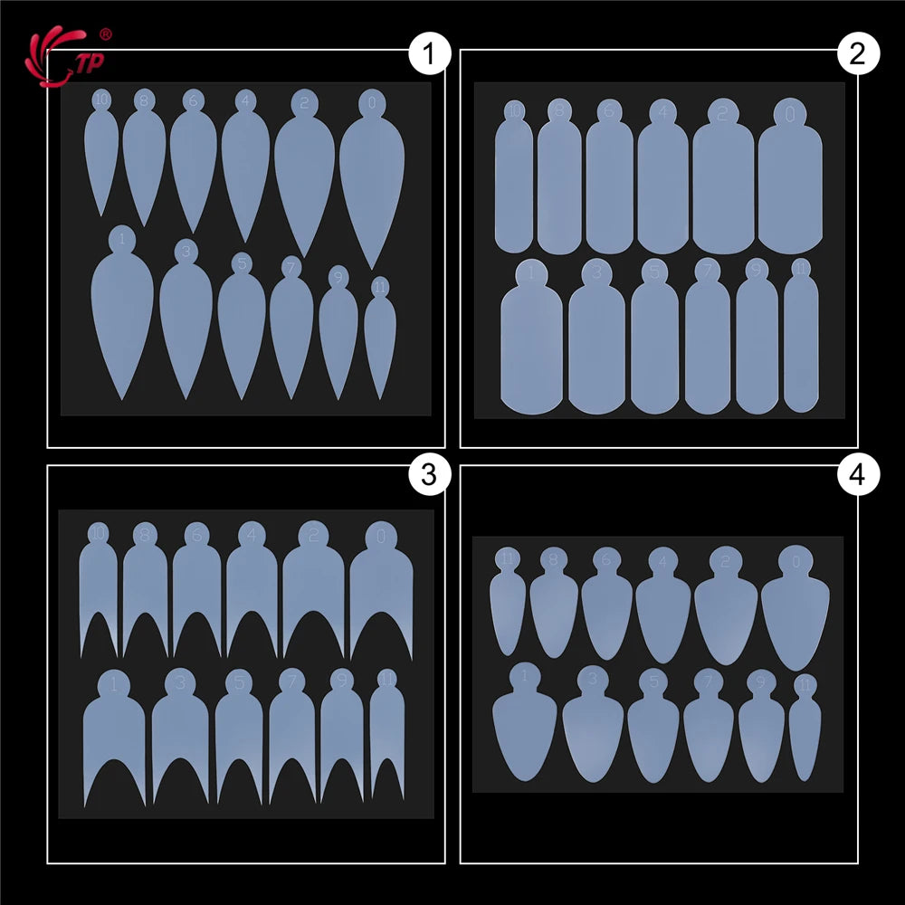 TP 24pcs French Dual Form Nail Silicone Pad for Nail Gel Polish Reusable Soft Top Mold Duet System Nail Forms Stickers Nail Tool