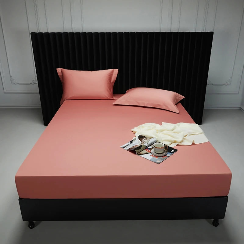 1000TC Egyptian Cotton Fitted Sheet Solid Color Bed Sheet Mattress Cover Elastic Band Fitted Sheet 160x200 180X200 Fit Sheet 1Pc