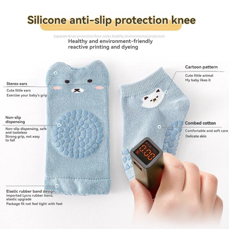 Kids Knee Pads & Baby Floor Socks Set, Anti-Slip Crawling Socks for Toddlers, Walking Learning Sports Protection, Infant Safety