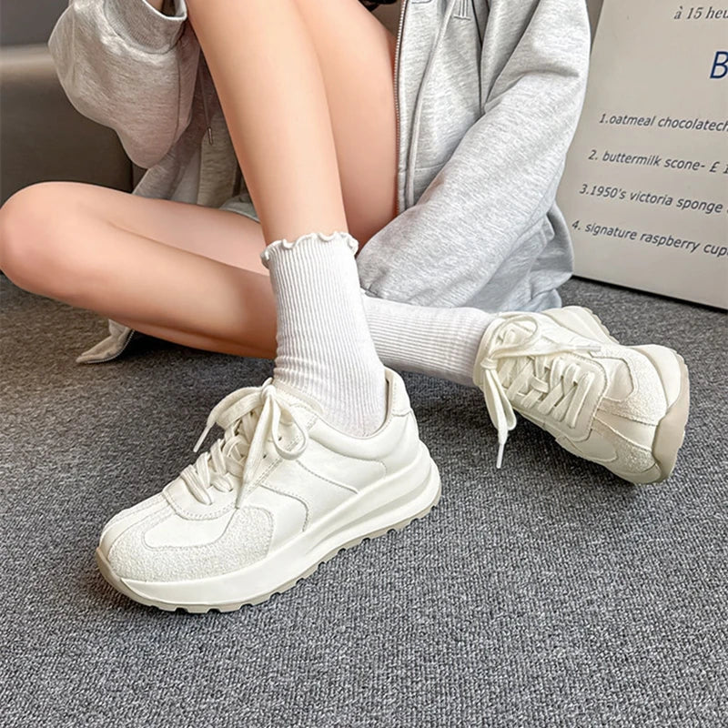 Women's Sneakers Shoes 2026 New Woven Non-slip Genuine Leather Sneakers For Women Large Size Breathable Casual Shoes Female
