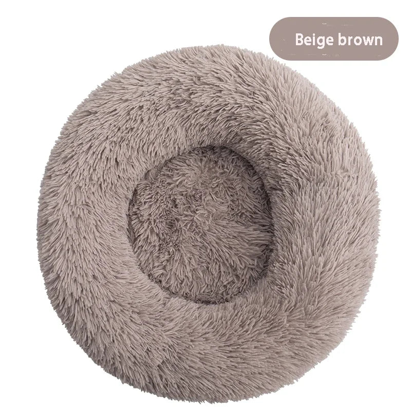 Round Dog Bed Long Plush Pet Kennel Washable Cat House Soft Cotton Mats Sofa For Small Large Dog Chihuahua Dog Basket Pet Bed