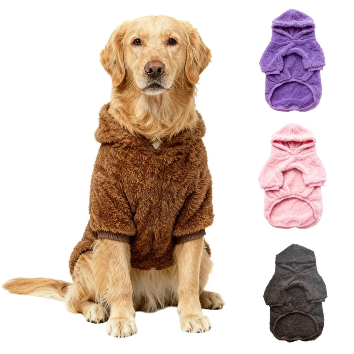 Winter Warm Pet Dog Clothes Soft Dog Plush Outdoor Coat Labrador Outdoor Golden Retriever Clothing With Hat