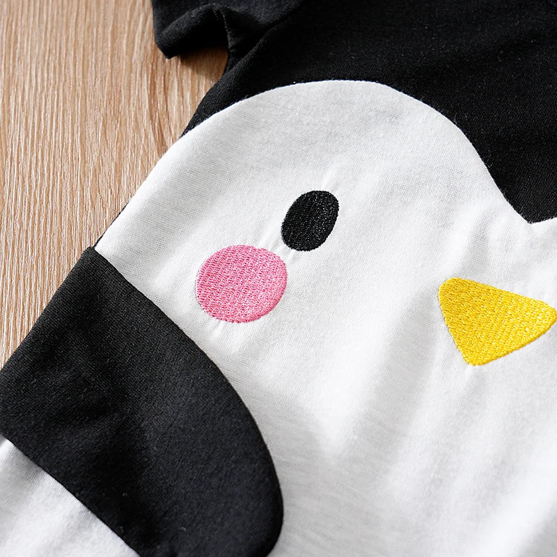 Baby Clothes Cute Cartoon Penguin Comfortable Soft Boy And Girl Summer Round Neck Short Sleeved Baby Jumpsuit