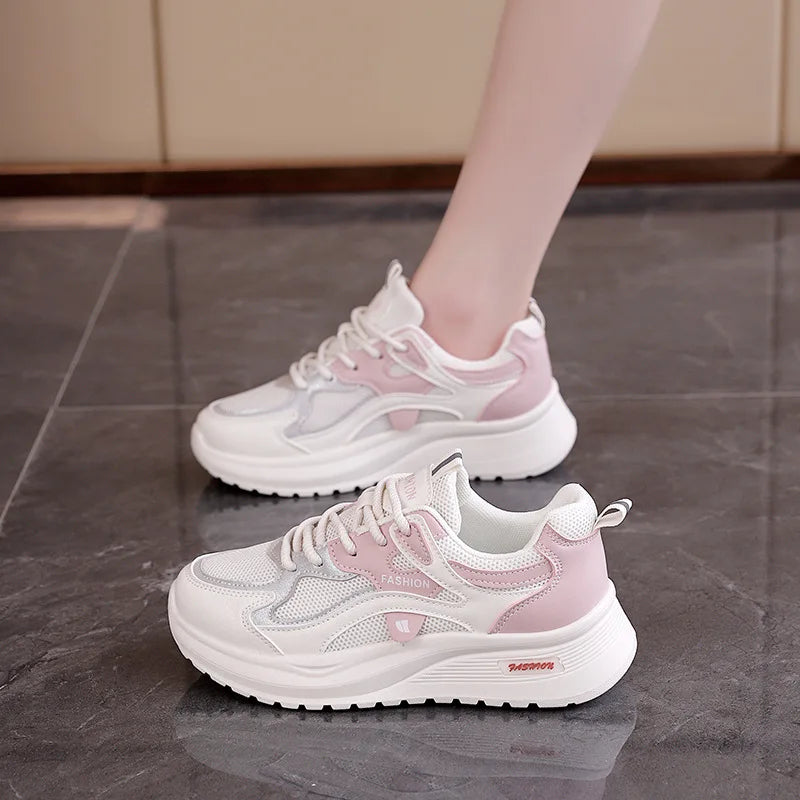 Spring and Autumn New Women's Mesh Breathable Casual Shoes Lightweight Soft Soled Sneakers Thick Soled Non Slip Walking Shoes