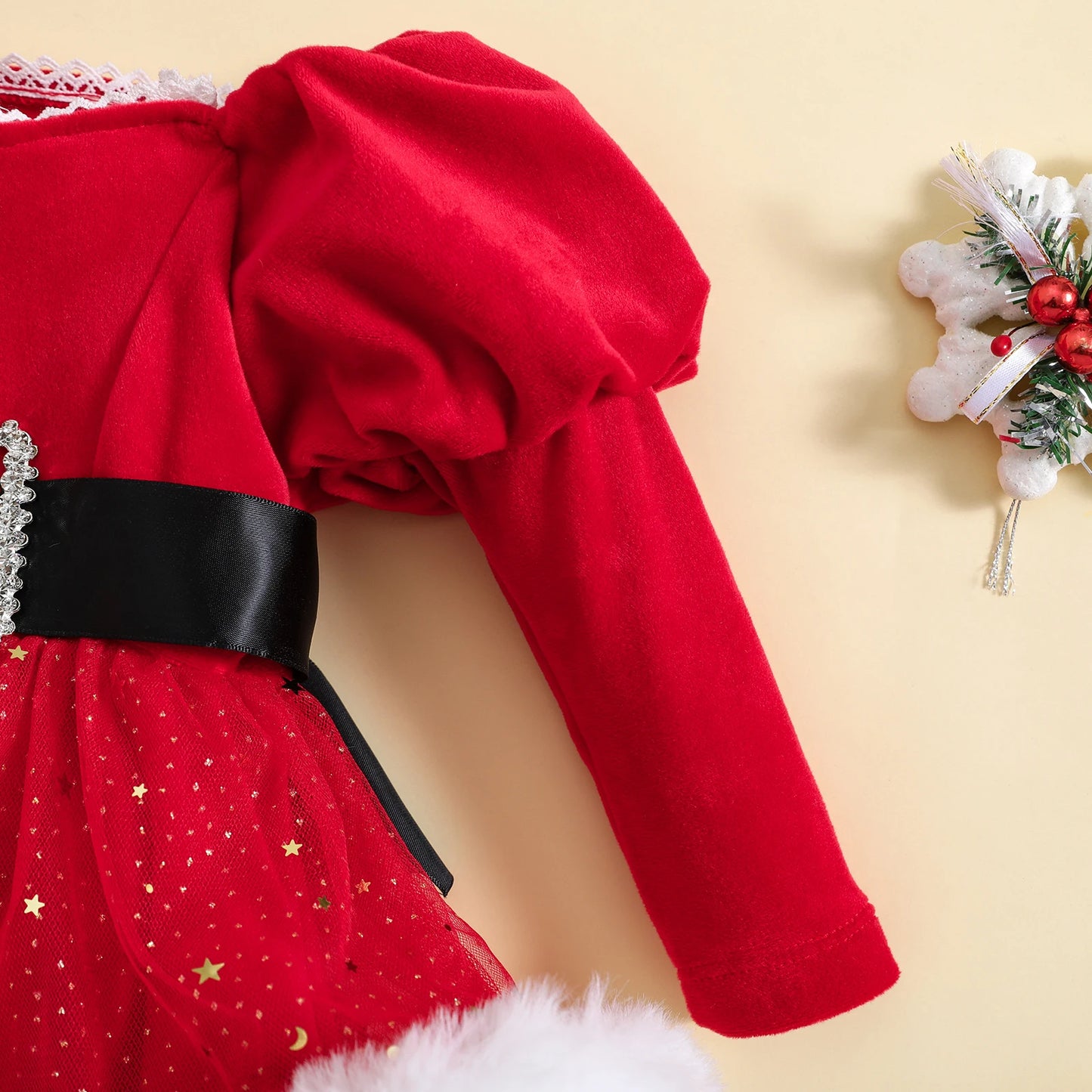 Ceeniu Baby Christmas Bodysuit Dress For Girls Green Santa Claus Letter Rompers Infants Onesies My First New Year Costume Baby