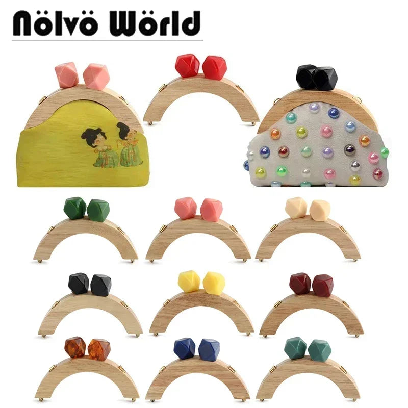 Nolvo World Wooden Bag Handle Closure Kiss Clasp Purse Screws Frame Replace Handbags Wallets Brackets DIY Sewing Accessories