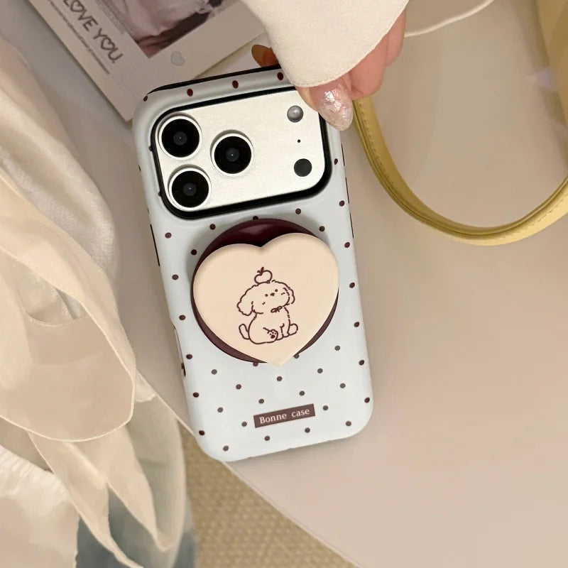 Korean Style Simple Polka Dot Magnetic Soft Phone Case For Magsafe IPhone 17 16 15 14 13 12 Pro Max Shockproof Protective Cover