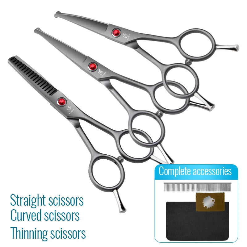 Fenice 4.5 Safety Round Tip Pet Dog Cat Grooming Cutting Scissors Dogs Hair Cutting Shear for Eyes/Face/Foot/Nose