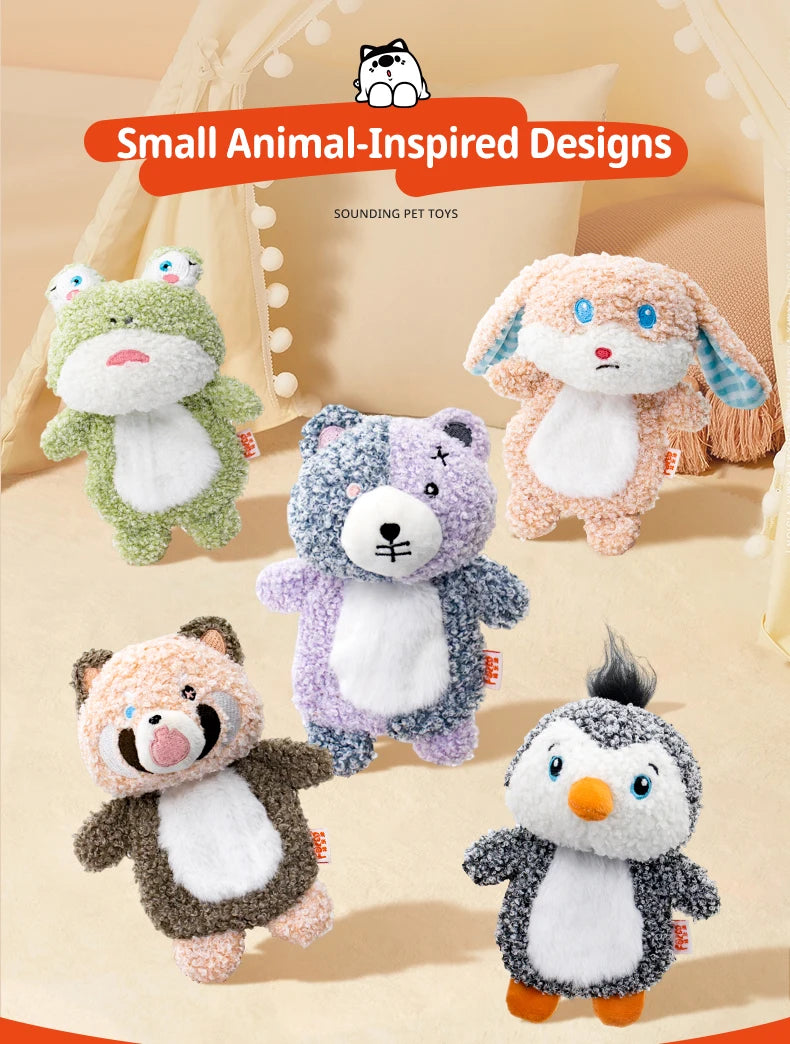 Cute Small Animal Dog Plush Toys Full Body Rattle with Built-In Squeaker Interactive Pet Playtime Toy to Reduce Loneliness