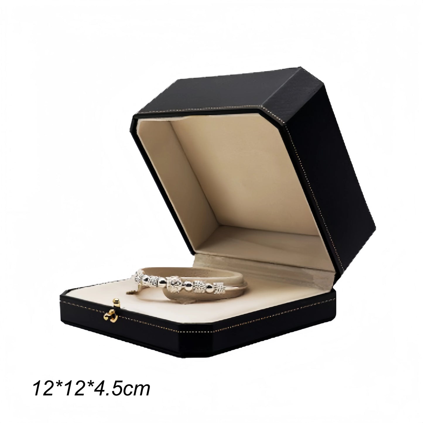 Customizable LOGO Vintage Octagonal Gold Text Storage Box Ring Earnail Bracelet  Jewelry Packaging Case Collection Storage Box