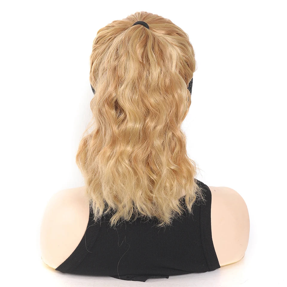 LUPU Synthetic Hair Curly Wave Ponytail Black Brown Baseball Cap Wig Adjustable Sun-Protective Sporty Style for Women Girls