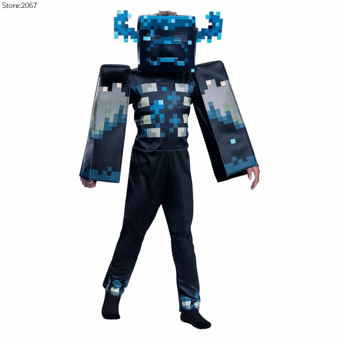 Halloween Cosplay My World Mc Game Dress Up Carnival Kids Cosplay Sound Guard Headgear Jumpsuit Boys Girls Performance Costumes