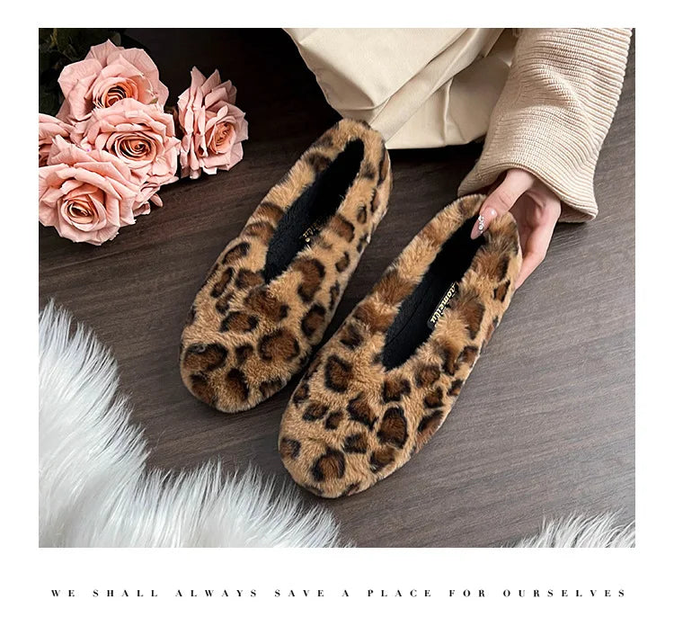 Women's Shoes 2025 New Style Warm Mink Wool Fleece Soft-soled Bean Shoes, Plus-size Women's Shoes43 Mom Shoes Luxury Shoes Women