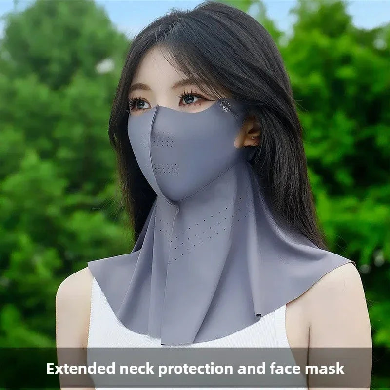 UPF50+ Ice Silk Sunscreen Mask Summer Riding Neck Guard One-piece Mask for Driving Fishing And Mountaineering Sun Protection