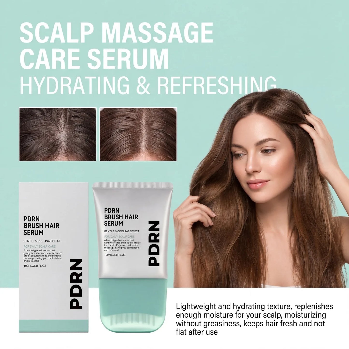 PDRN Hair Serum Centella Scalp Soothing Serum Nourishing Calm Tense Scalp Cooling Daily Scalp Care Sensitive Scalp Massager