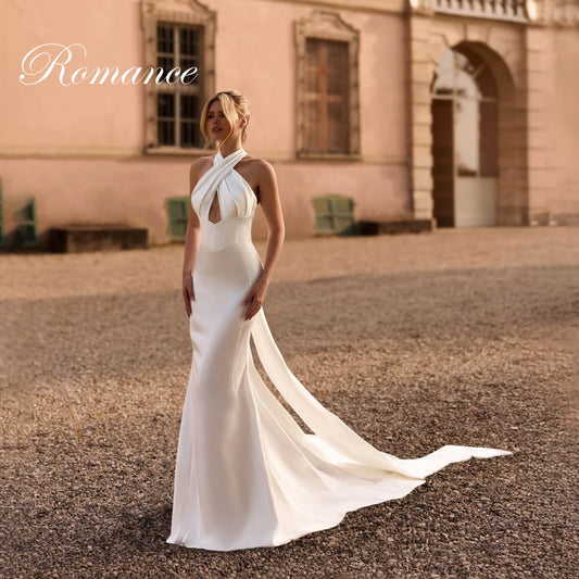 Modern Criss-Cross Halter Pleat Mermaid Wedding Dress Women 2026 Sleeveless Open Back Bridal Gown Vestidos De Novia Customized