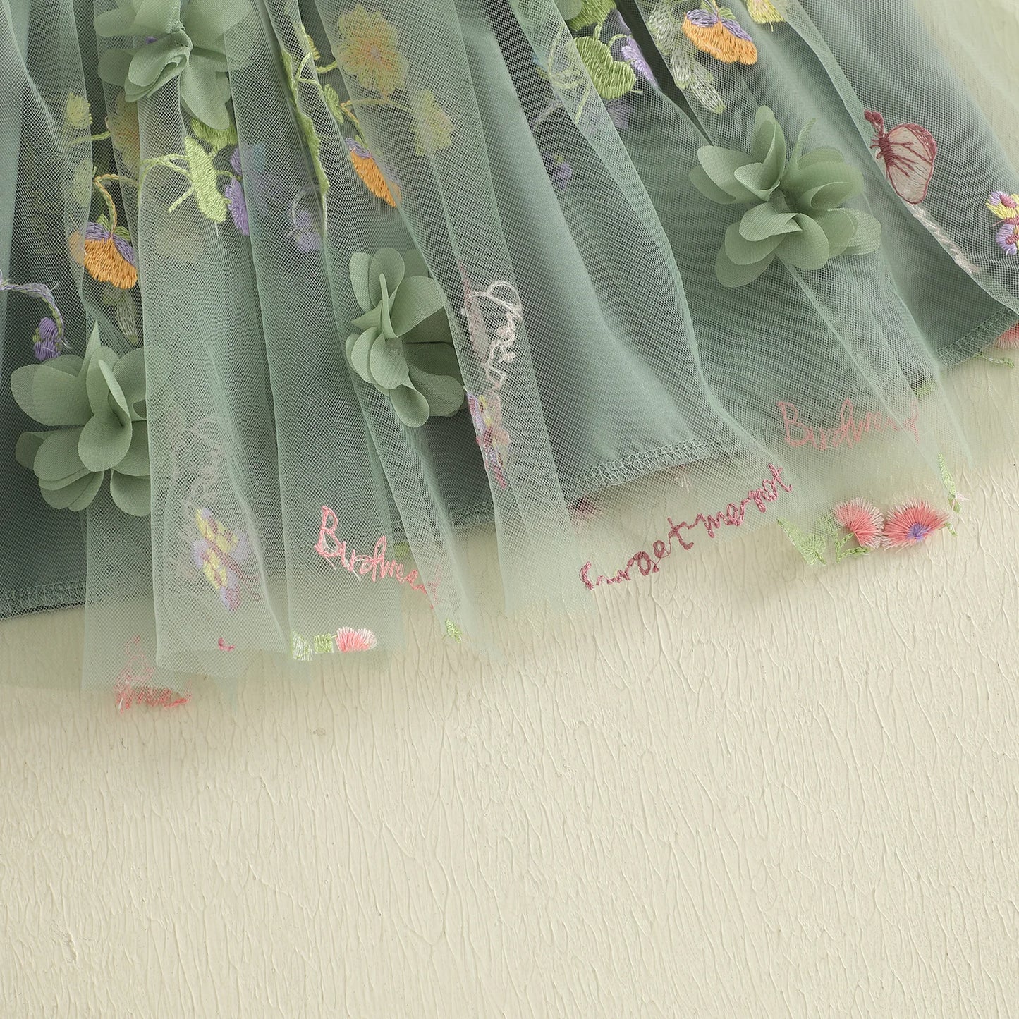 Baby Girl Square Neck Floral Embroidery Lovely Dress Kid Princess Lovely Dress Ruffle Sleeveless Toddler Party Dress Clothes
