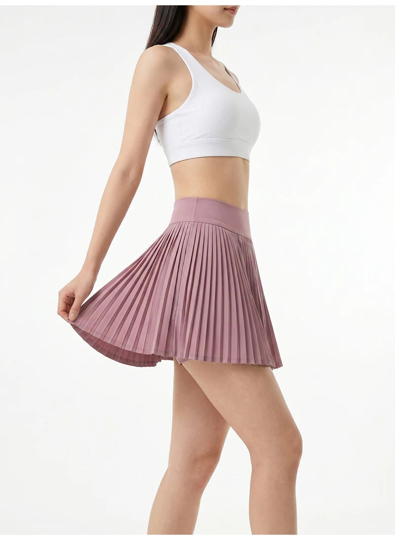BIVIGAOS Summer Fashion High Waist Sport Short Skirt Women Youthful Cute Mini Skirt Safety Shorts Accordion Pleated Tennis Skirt