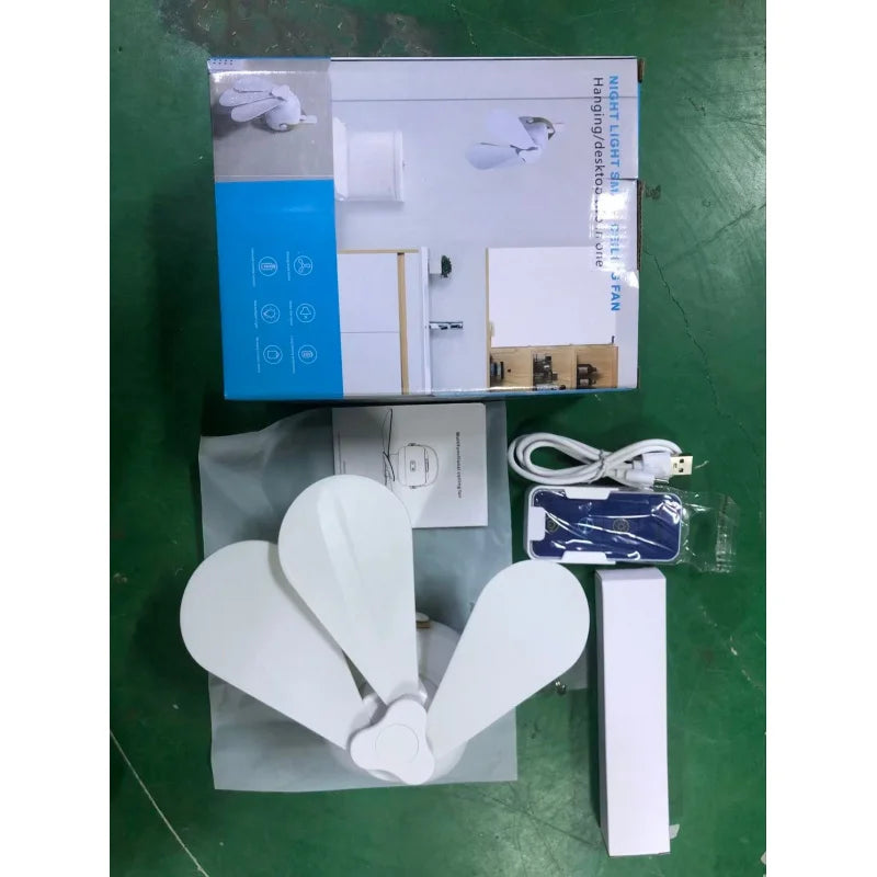 Portable Wireless mini Ceiling Fan Light USB Fan with Remote Control, Stand, Night Light, Home, Outdoor, Camping, New Year Gifts