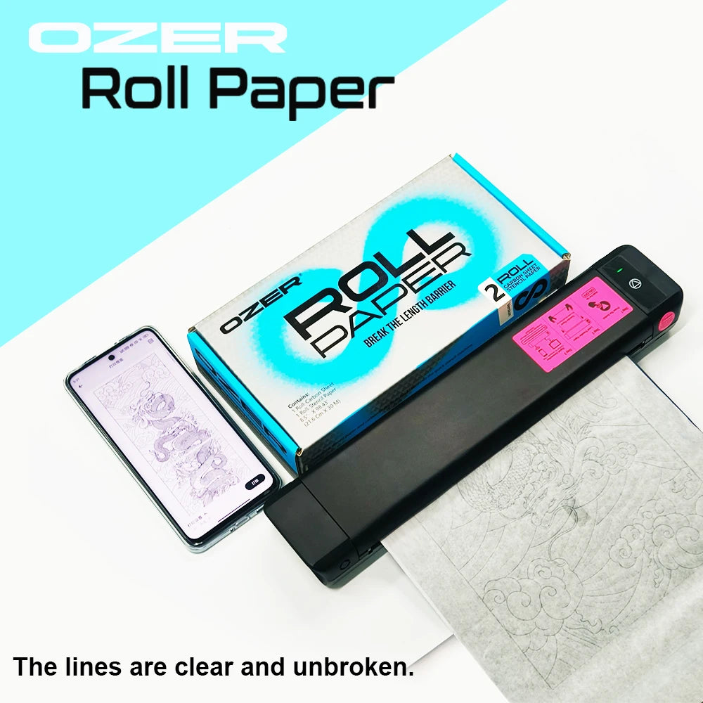 OZER Tattoo Transfer Paper Rolling Paper Thermal Copier Template Paper for Thermal Printer Tattoo Paper for Tattoo Supplies