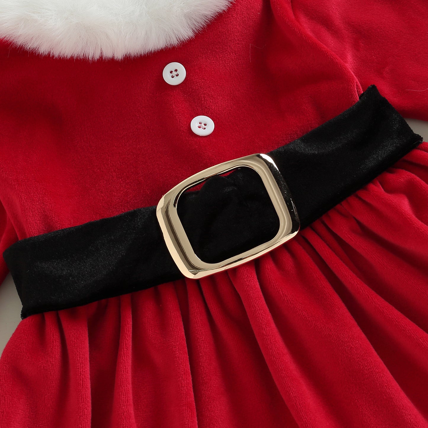 ma&baby 1-6Y 2024 Christmas Toddler Kids Girls Red Dress Plush Ruffle Velvet A-line Party Dresses +Bow Headband Xmas Costumes