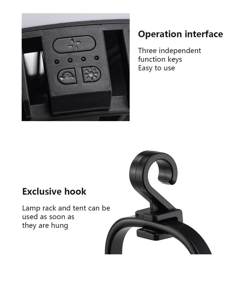 Outdoor Portable Remote Control Camping Fan Retractable Tripod Floor Fan USB Rechargeable 10000mAh Tent Ceiling Fan Ventilator
