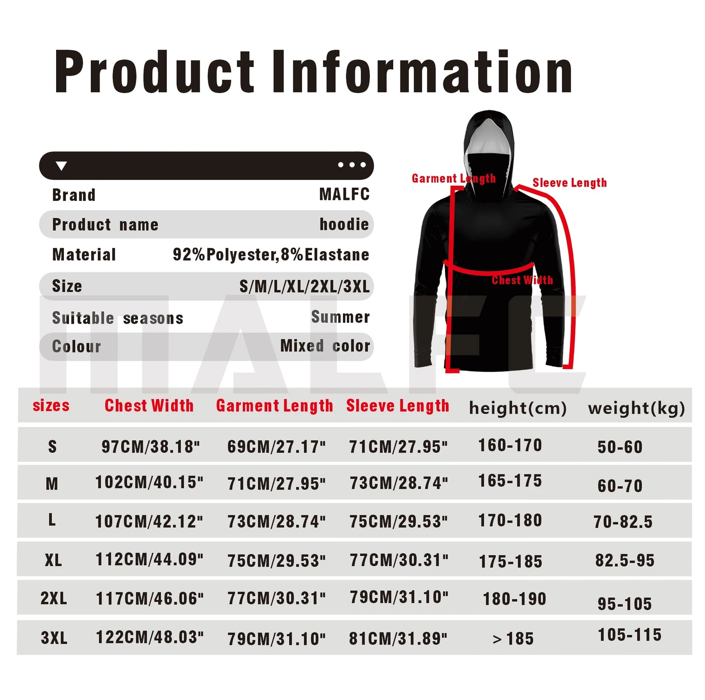 MALFC Men Hood Fishing Shirt long sleeve fishing t shirt uv protection Fishing Apparel