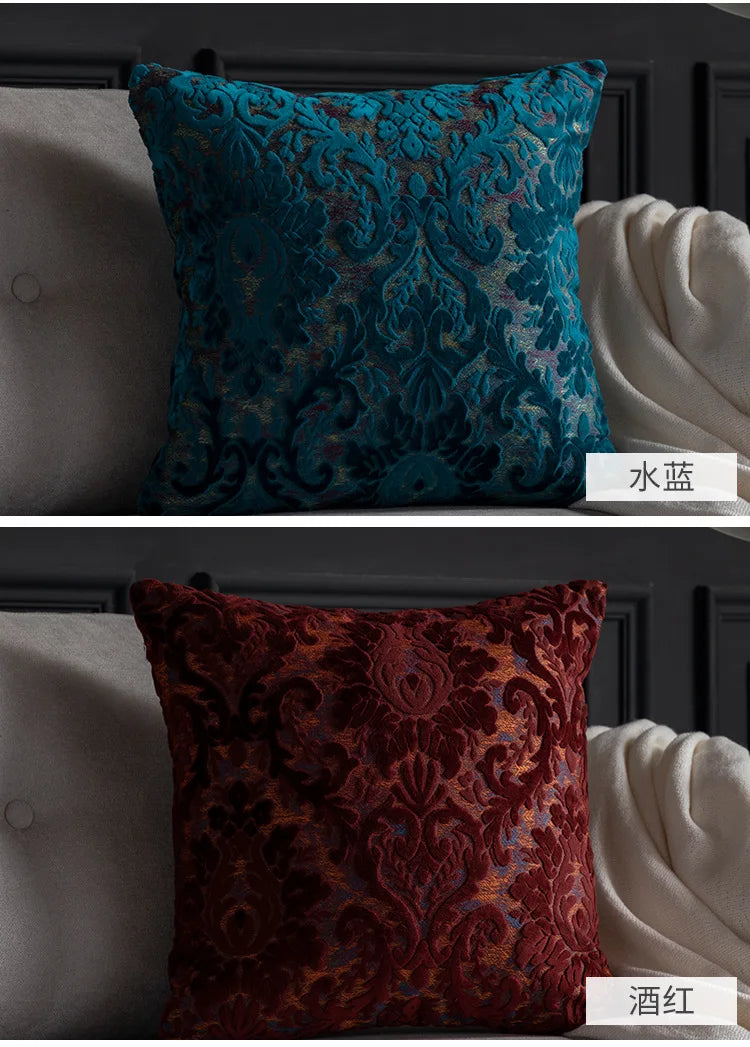 45x45/50x50cm Luxury Cut Velvet Sofa Pillow Cover Modern Nordic Cushion Case Living Room Villa Model Room Matching Velvet Back
