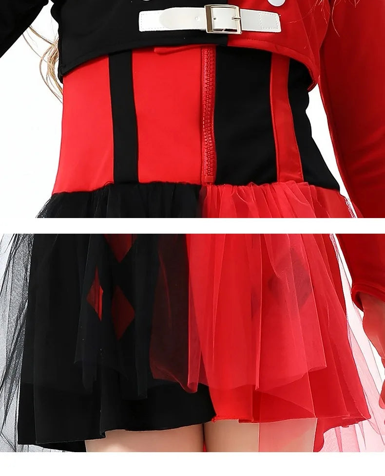 Halloween Cosplay Costumes Horror Clown Dresses Pants Headwear Clothes Sets Carnival Theme Party Role Playing Outfits for Girls