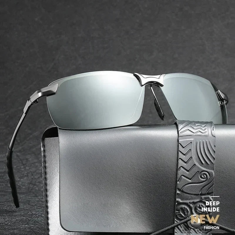 Men Photochromic Polarized Sunglasses Day Night Dual Use Color Changing Driving Fishing  Anti Glare UV Night Vision Glasses 1PC