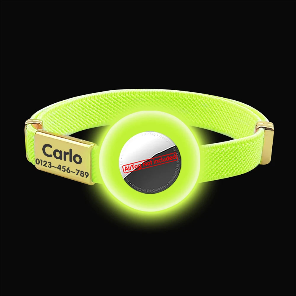 Cute Breakaway Cat Collar with Customized Name Tag Elastic GPS Tracker Kitten Collar with Air Tag Holder Adjustable Pets Collars