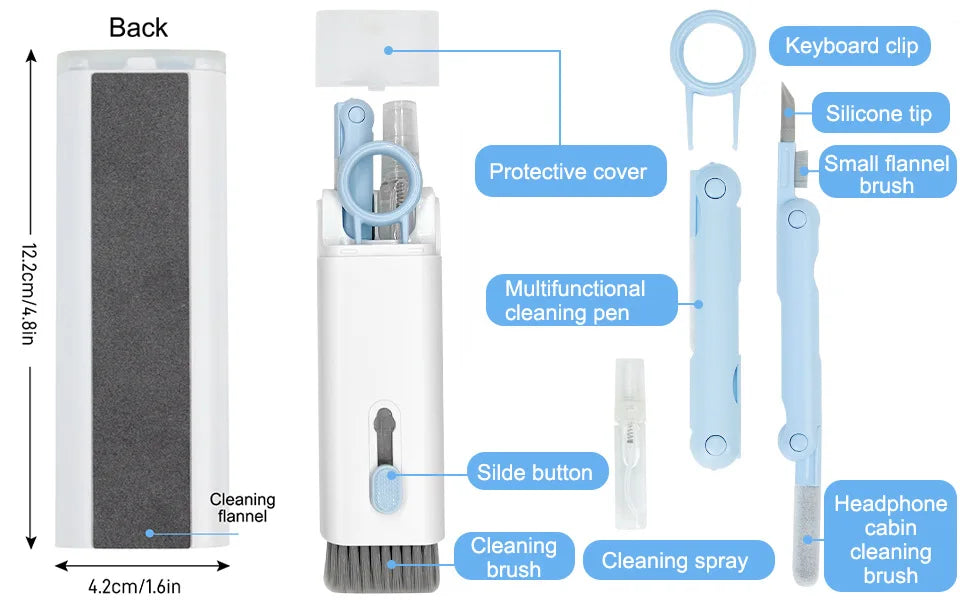 7 In 1 Laptop Keyboard Cleaner Brush Kit Earphone Cleaning Pen Keycap Puller Dust Tool For AirPods Headset Tablet Camera Phone