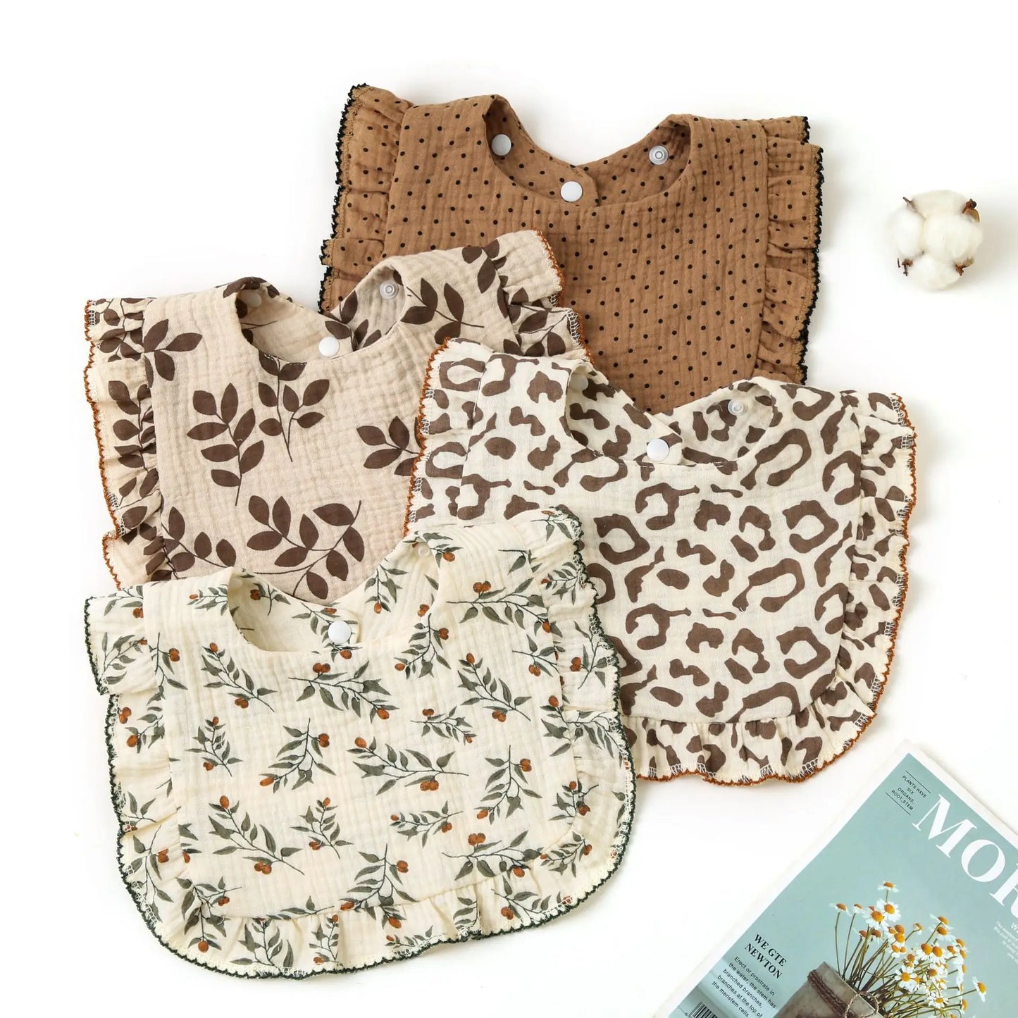 Newborn Baby Bibs Infant Burp Cloths Baby Stuff Feeding Drool Bandana Saliva Towel Toddler Ruffle Floral Bib Baby Accessories