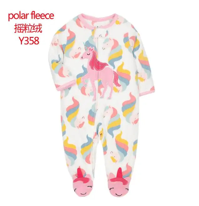 New Hot Polar Fleece Pajamas Baby Winter Romper Cover All Jumpsuits Newborn Boys Clothing Little Girl Fall Clothes Toddler 0-12M
