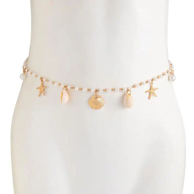 Pearl Belly Chain for Women Boho Waist Chains Sexy Summer Beach Jewelry for Swimsuit Body Accessory