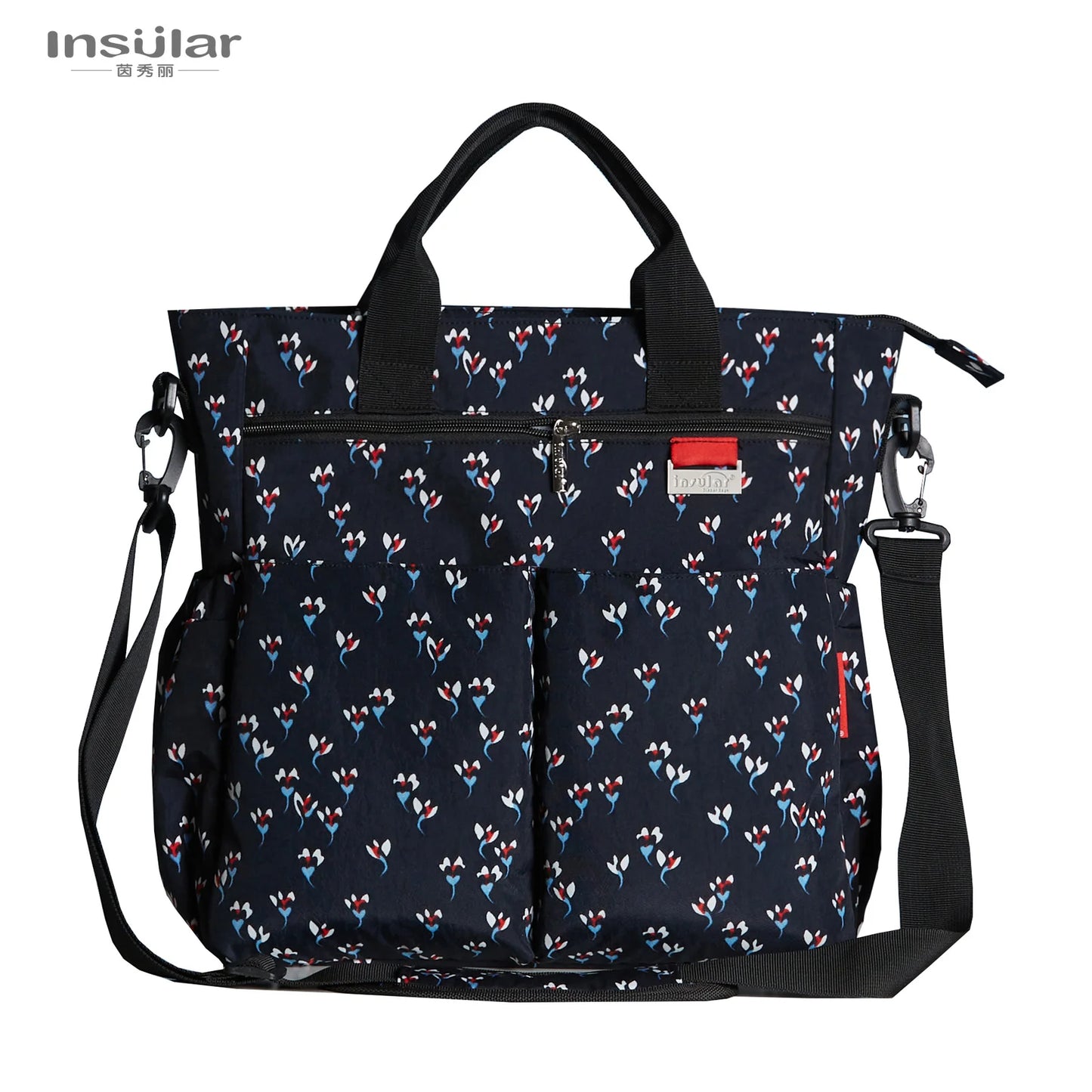 Fashionable Insular Baby Diaper Bag for Mothers Waterproof Multifunctional Nappy Organizer with Stroller Strap Changing Bag