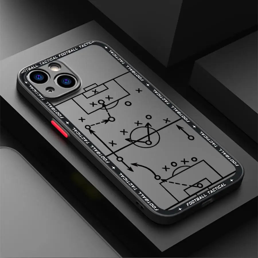 Football Tactical Guidelines Funda Back Phone Cover Case for iPhone 17 Pro Max 11 XS XR 16 Plus 15 14 12 Air 7 8 SE 13 Mini