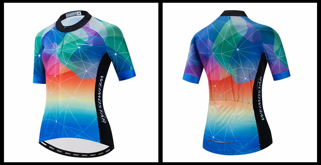 Blue Black Womens Cycling Jersey Pro Team Cycling Clothing Summer MTB Bike Jersey Breathable Bicycle Shirt Maillot Ciclismo