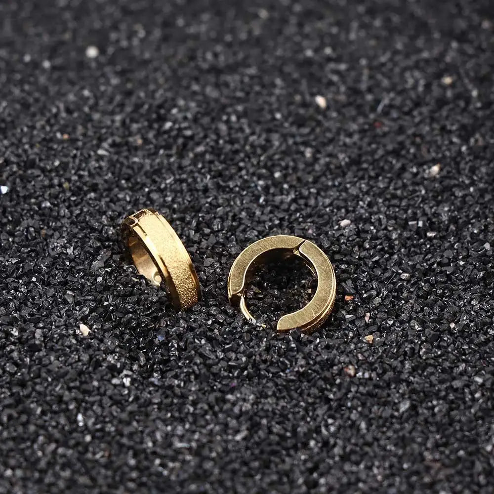 Mens Huggie Fashion Earring Man Jewelry Gold Simple Circle Hoop Earrings Polish