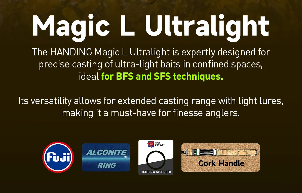 HANDING Magic L Micro BFS Fishing Rod Carbon Fishing Rod Lure Weight 1-8g FUJI® O+A Guide Rings UL/L Spinning Rod Casting Rod