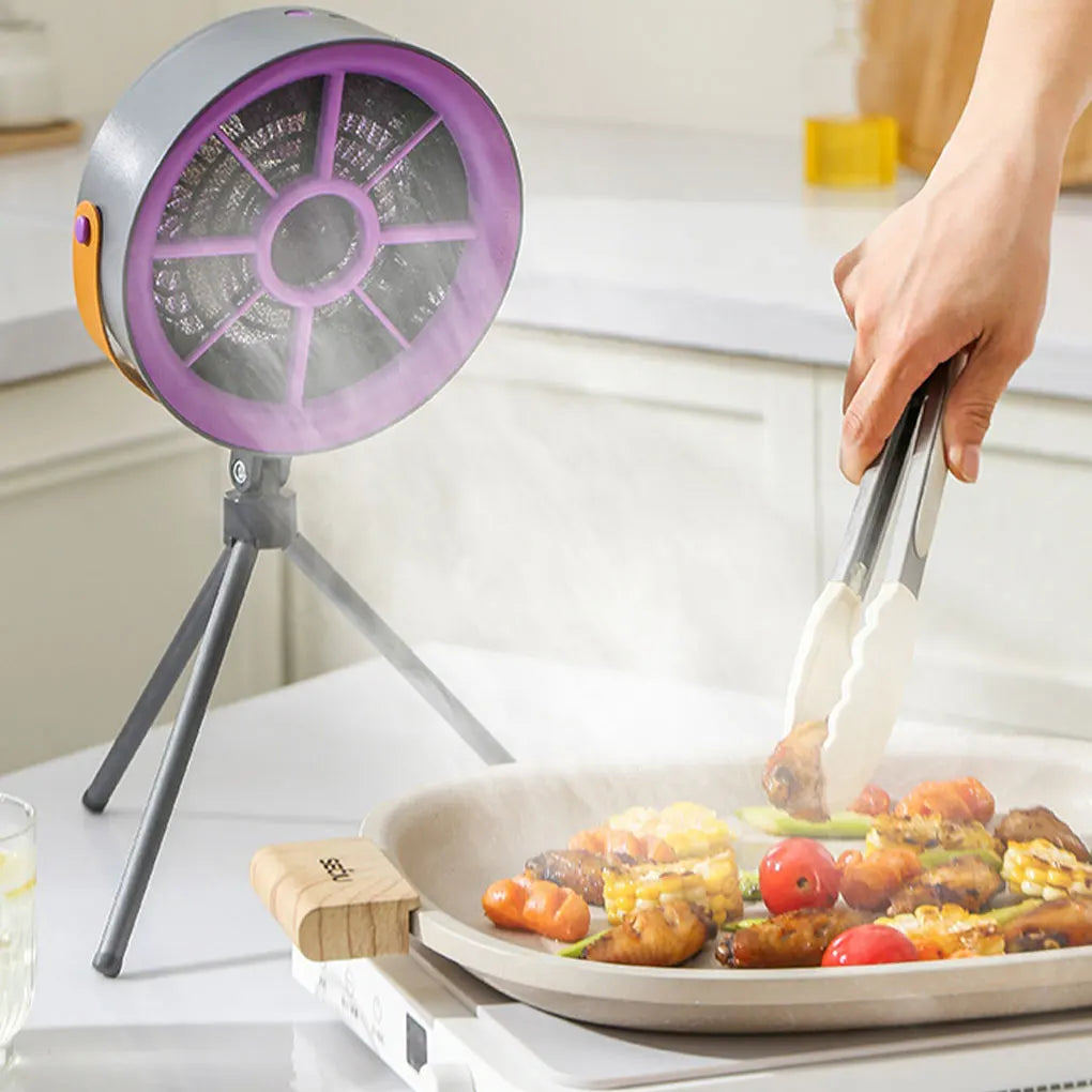 Desktop Range Hood with Filtration Kitchen Fan Portable Smoke Extractor with 3 Speeds for Outside Camping and Household