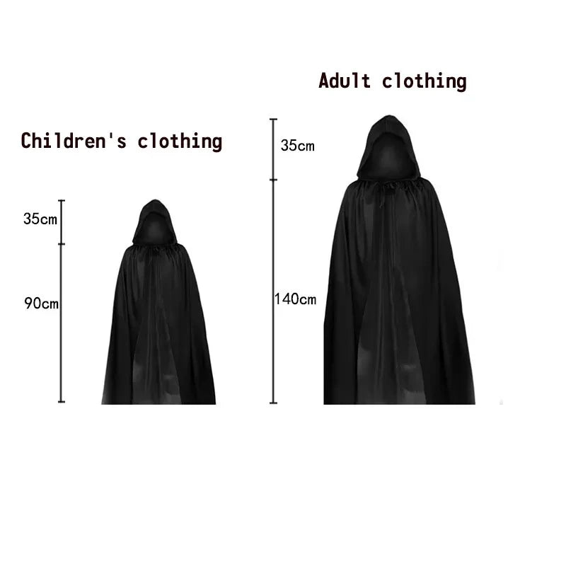 2026Halloween New Party Role Playing Children Adult Death Black Cloak Halloween Skull Ball Costume Prop Set Children Adult Gift