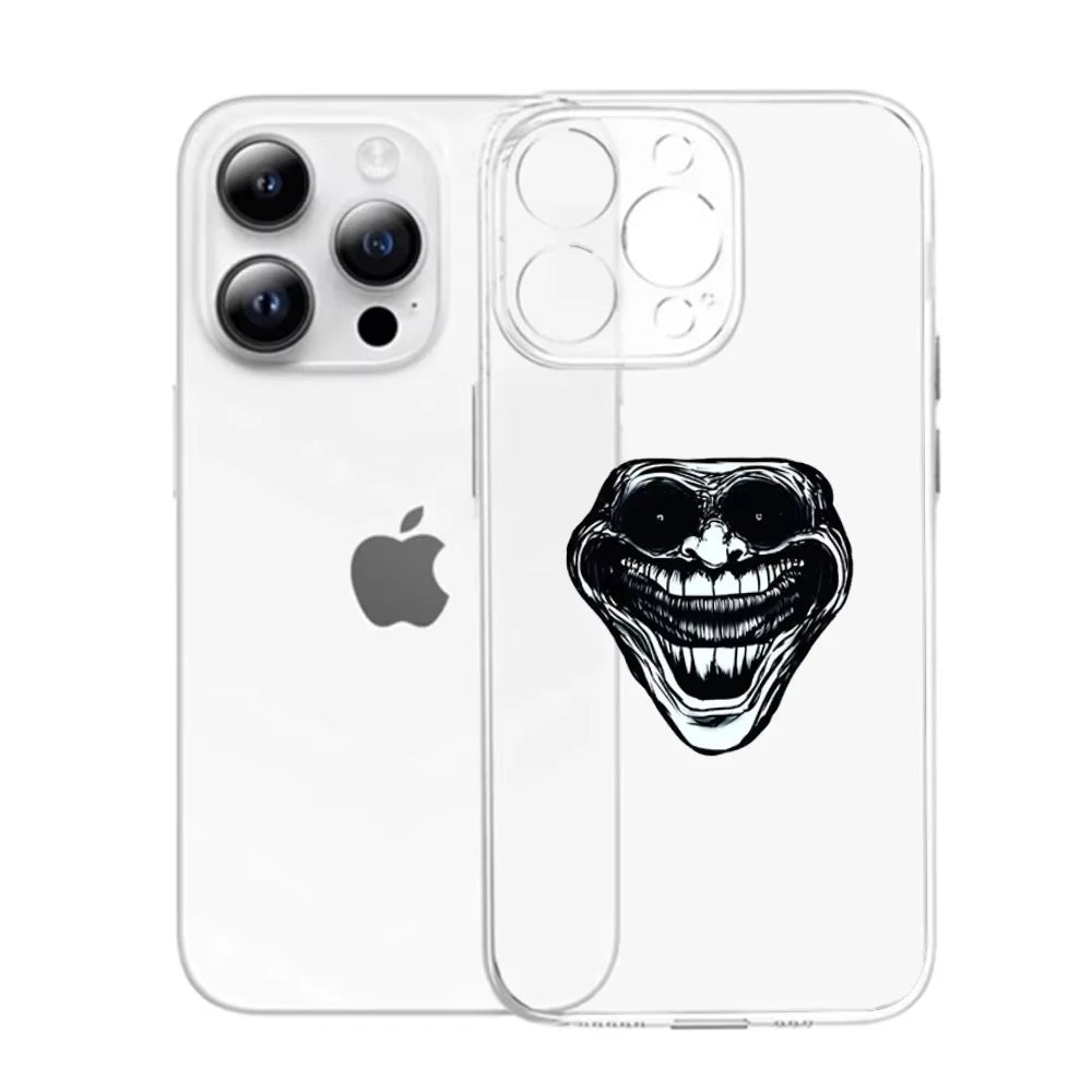 Funny T-Trollfaces Comics Memes Phone Case For iPhone 17 Air 16 e 15 14 13 12 11 Pro Max Plus Transparent Silicone Soft Cover