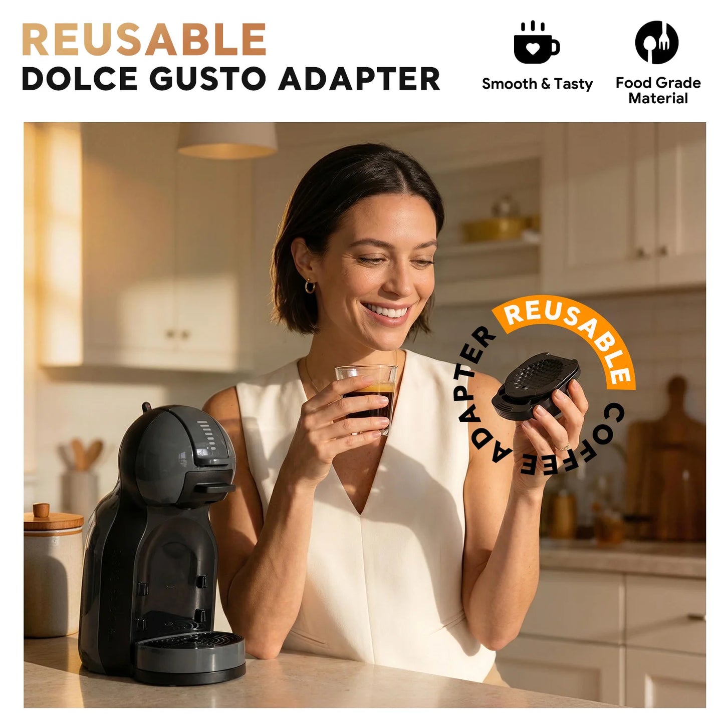 Refillable Reusable coffee adapter for Dolce Gusto.